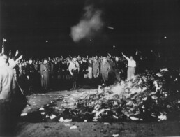 Nazi officials burning the Institut für Sexualwissenschaft's books, on 10 May 1933.