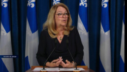 Suzanne Roy, ministre de la famille du Québec, à une conférence de presse portant sur le comité de sages sur l'identité de genre, le 3 juin 2025, à l'Assemblée nationale du Québec.
